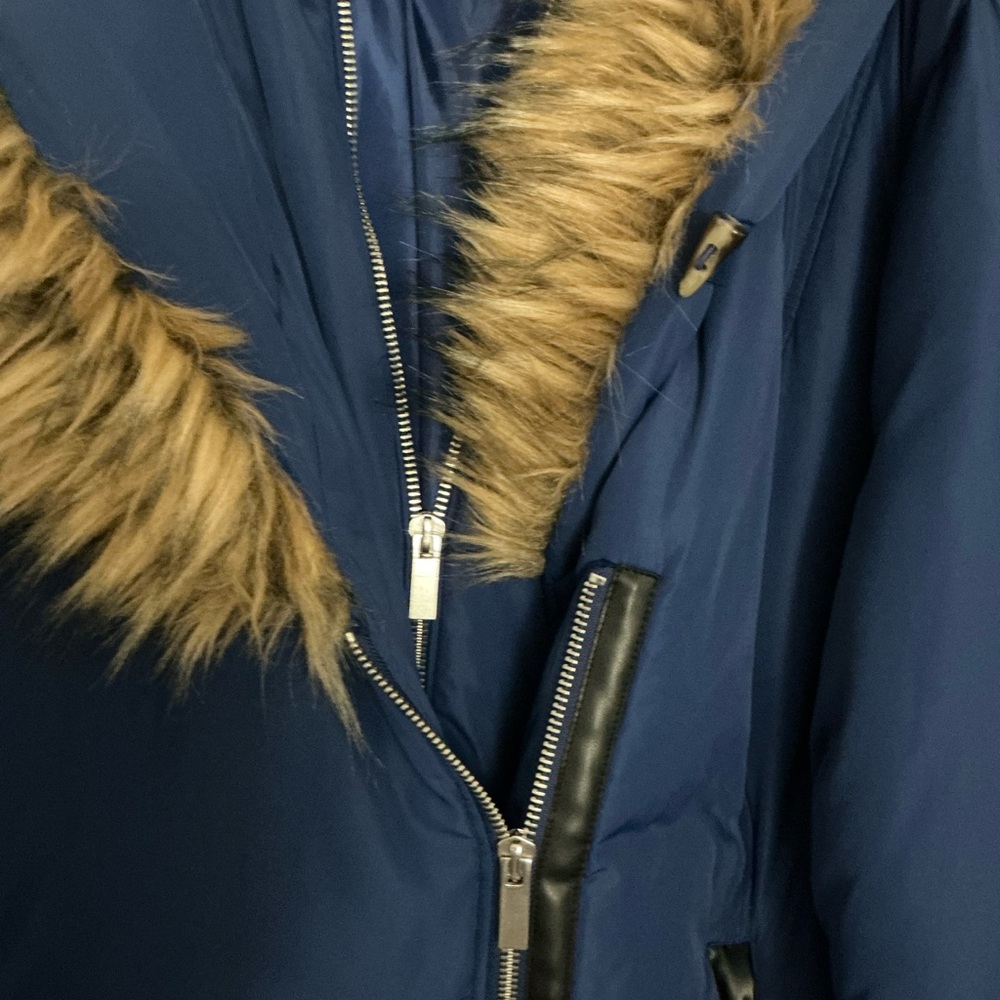 Roaman's Blue Jacket with Faux Fur - Picture 3 of 6